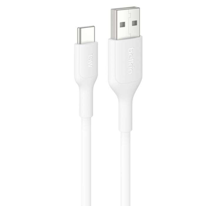 Belkin BoostCharge USB-C to USB-A Cable (2M) - White (CAB021fq2MWH), 3A/15W, 480Mbps, 300K+ Bends, Apple, Samsung, USB-IF Certified, 2 Years Warranty CAB021fq2MWH