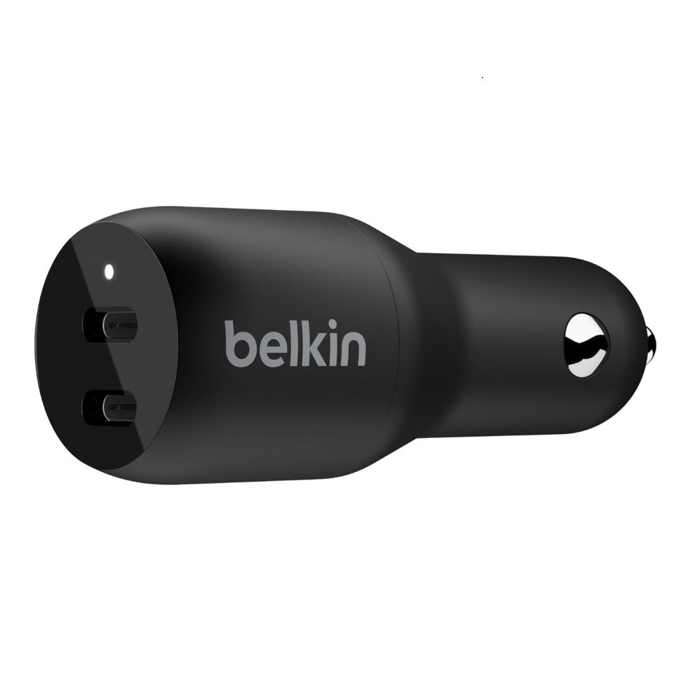 Belkin BoostCharge 36W Dual USB-C Car Charger - Black (CCB002btBK), 2xUSB-C (18W), Safe & Optimized, Apple iPhone, CEW $2, 500, 2 Years Warranty CCB002btBK