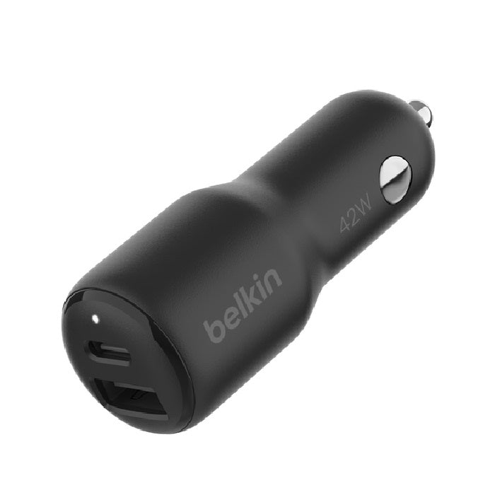 Belkin BoostCharge 42W Dual Car Charger - Black (CCB005BTBK), 1xUSB-C (30W), 1xUSB-A (12W), Safe & Optimized, Apple iPhone, CEW $2, 500, 2 Years Warranty CCB005BTBK
