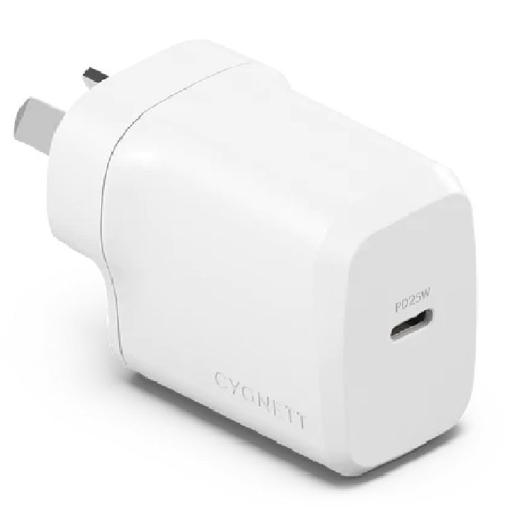 Cygnett PowerPlus 25W USB-C PD Fast Wall Charger - White (CY4734PDWCH), Portable, Best for iPhone, Samsung's PPS & USB-C Devices, 2 Years Warranty CY4734PDWCH