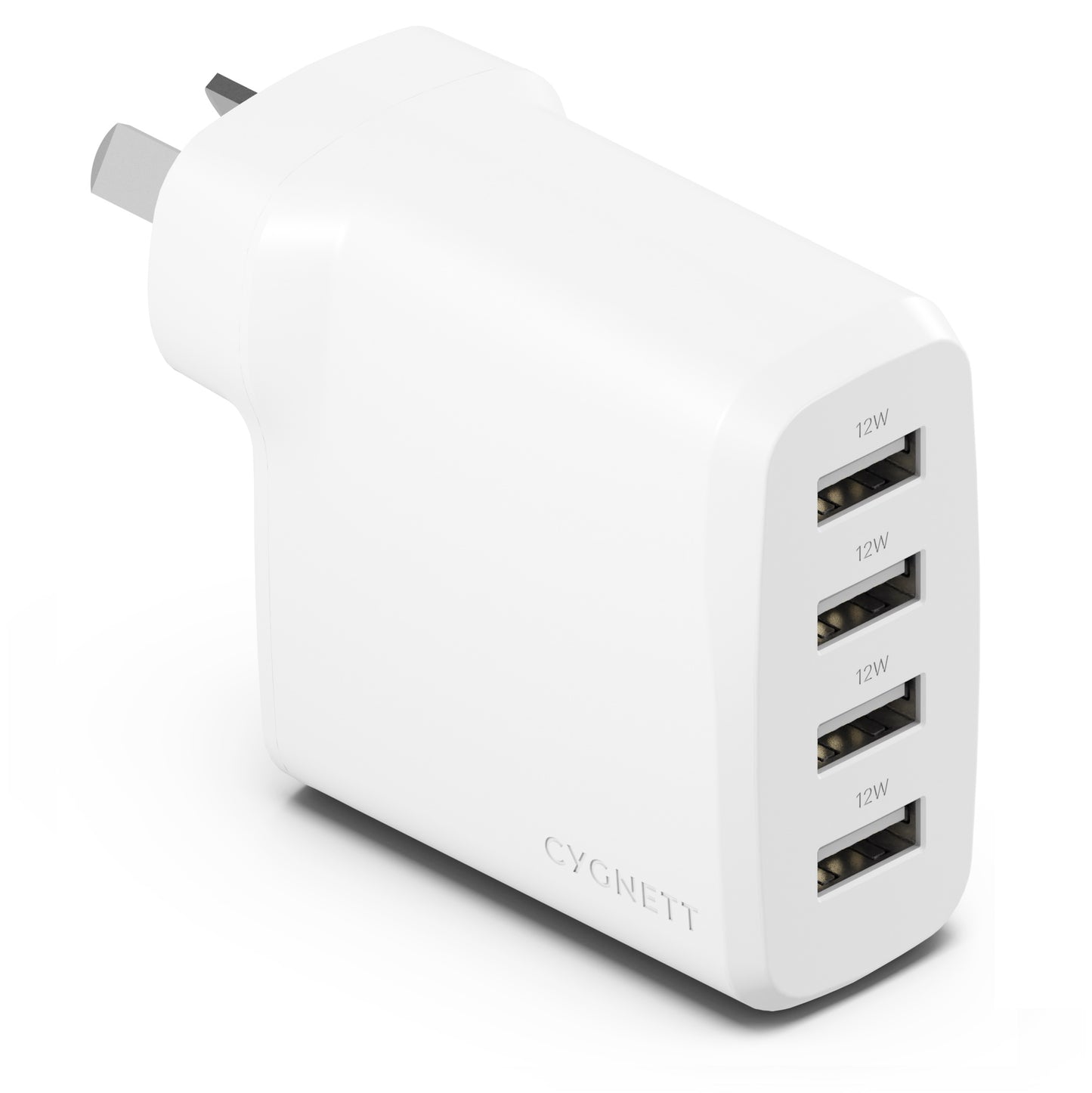Cygnett PowerPlus 24W Multi Port USB-A Wall Charger - White(CY4768PDWCH) 4xUSB-A (12W), Compact, Lightweight, 24W Max, 2 Years Warranty CY4768PDWCH