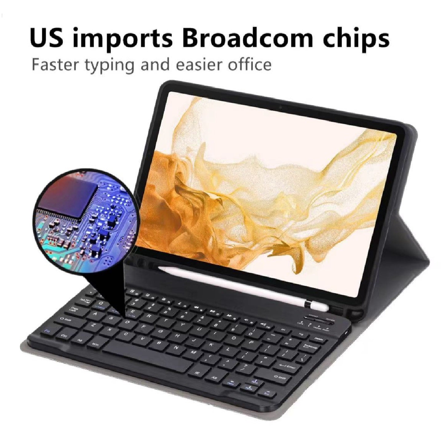 USP Samsung Galaxy Tab A9+ (11') Keyboard With Case Black - 3.0 ABS, Magnetic, PU Leather Covering, Front & Rear Facing Camera Holes KBCBA9PLUS