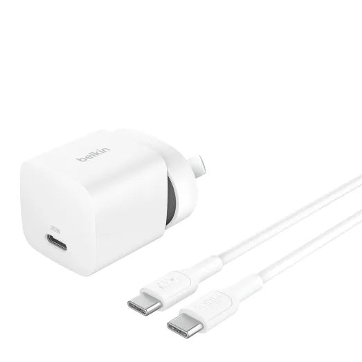 Belkin BoostCharge 25W USB-C PD 3.1 Cubic Wall Charger - White (WCA012auWH), Portable & Powerful, Apple, MFI-Certified, CEW $2500, 2 Years Warranty WCA012auWH