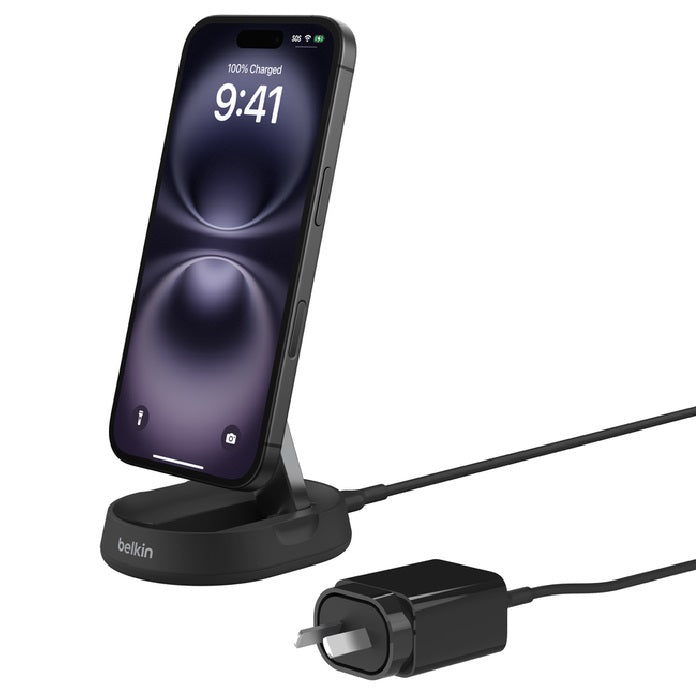 Belkin BoostCharge Pro Convertible Magnetic Wireless Charging Stand With Qi2(15W) + 20W Wall Charger +USB-C Cable- Black(WIA008auBK), 2 Years Warranty WIA008auBK
