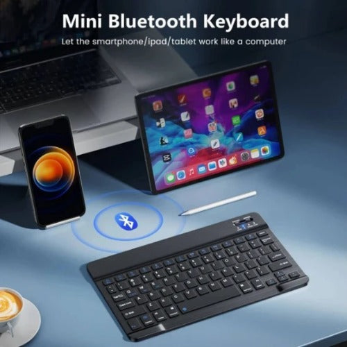 USP Bluetooth Wireless Keyboard - Rechargeable, Ultra-Thin & Portable, Compatible - iPad, Mac, PC, & Android devices, Bluetooth 5.0, 3 Years Warranty wlbtkbu
