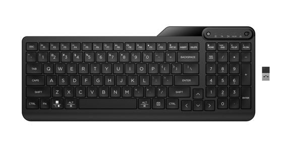 HP 475 Dual-Mode Wireless Keyboard Bluetooth 5.3 Up to 24M Battery life USB Type-A port Multi-OS Device Unifying Dongle Slim full numpad Black 7N7B9AA