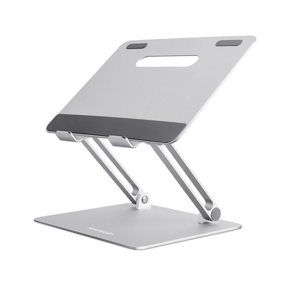 Simplecom CL520 Adjustable Aluminium Ergonomic Riser Stand for Laptop MacBook, Adj 15cm, Tilt, 10'-17', 4kg, 0.9kg, Airflow, Anti-slip, Silver. CL520