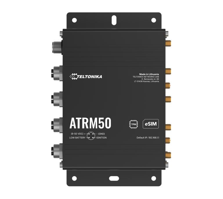 Teltonika ATRM50 5G Router for Transportation, Ultra-High Cellular Speeds, M12 CONNECTORS, DUAL SIM & eSIM, EN 45545-2 and EN 50155, PSU not included ATRM50