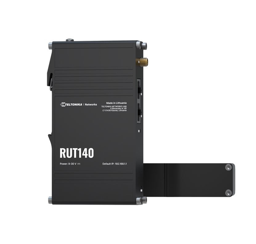 Teltonika RUT140 Industrial Ethernet Router, Wi-Fi 4, 1x3-Pin Power Connector, Integrated DIN rail bracket, Remote Management, PSU excluded RUT140000000