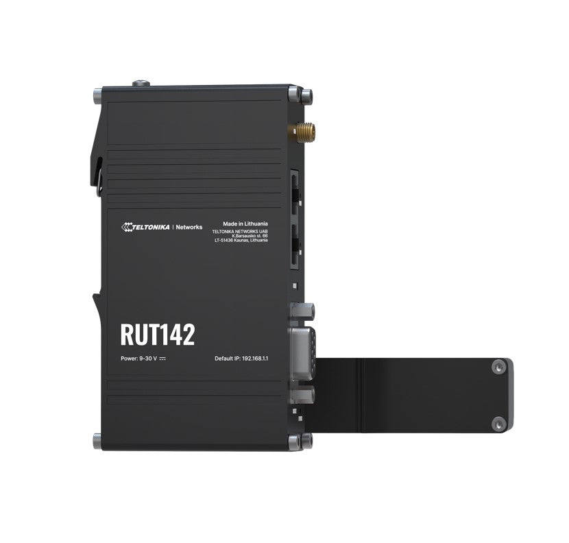 Teltonika RUT142 Industrial Router, Wi-Fi 4, RS232 for Serial Communication, Integrated DIN Rail Bracket, 3-Pin Power Connector, PSU excluded RUT142000000