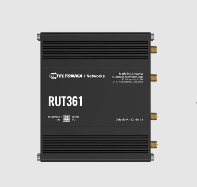 Teltonika RUT361 Industrial Cellular Router, Compact and Powerful Industrial 4G LTE Cat 6 Router/Firewall, Rugged Aluminium Housing, PSU included RUT361100300