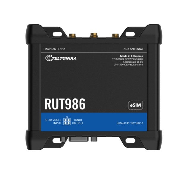 Teltonika RUT986 INDUSTRIAL GLOBAL LTE CAT 4 ROUTER, Telit Cat 4 Modem, 4x Ethernet Ports, PSU included RUT986000400