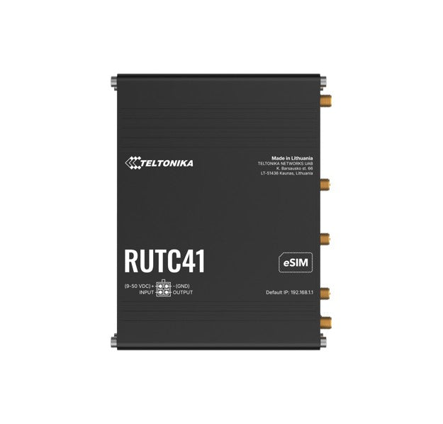 Teltonika RUTC41 4G EDGE ROUTER, Dual-core, Dual-band Wi-Fi 6, 1 GB RAM, and 8 GB flash memory, eSIM, PSU included. RUTC4100AA00