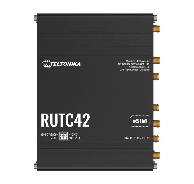 Teltonika RUTC42 DUAL MODEM EDGE ROUTER, LTE Cat 4 with dual modem, failover, load balancing, WI-FI 6, 5x Gigabit Ethernet Ports, PSU included. RUTC42000400