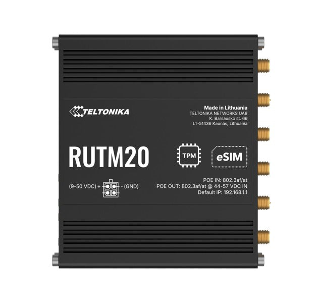 Teltonika RUTM20 COMPACT 5G ROUTER, Global 5G Telit, Dual SIM & eSIM, Active PoE, PSU included RUTM20100400