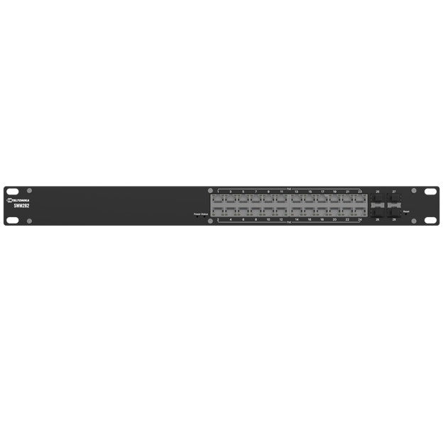 Teltonika SWM282 PoE+ managed switch, 24 PoE+ ports with up to 30W per port, 10/100/1000 Mbps, 4 SFP ports, 2 years of Free RMS Management SWM282000000/SWM282000001