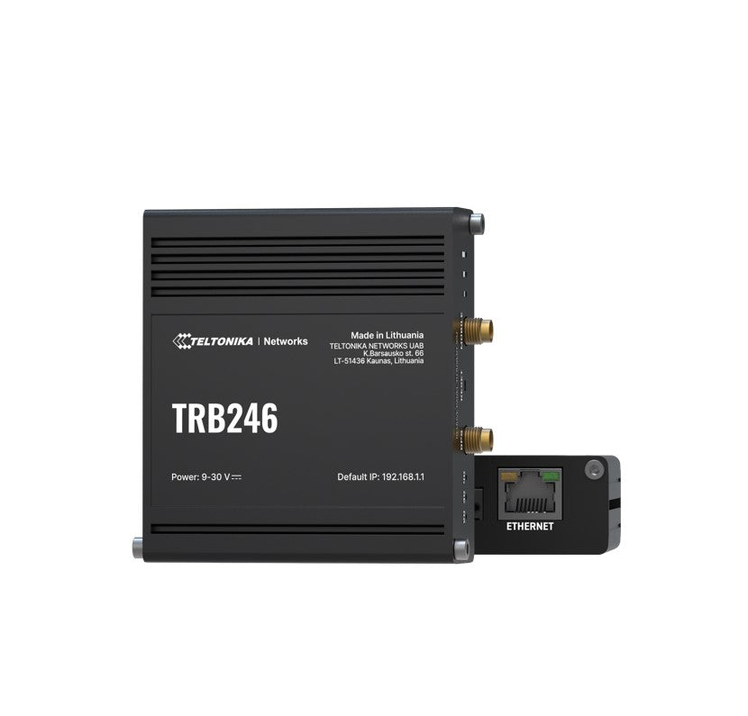Teltonika TRB246 Industrial IoT Gateway, 4G/LTE(Cat 4), Dual SIM, Auto-Failover, Backup WAN, Supports DNP3, DLMS, Modbus, PSU excluded TRB246100300