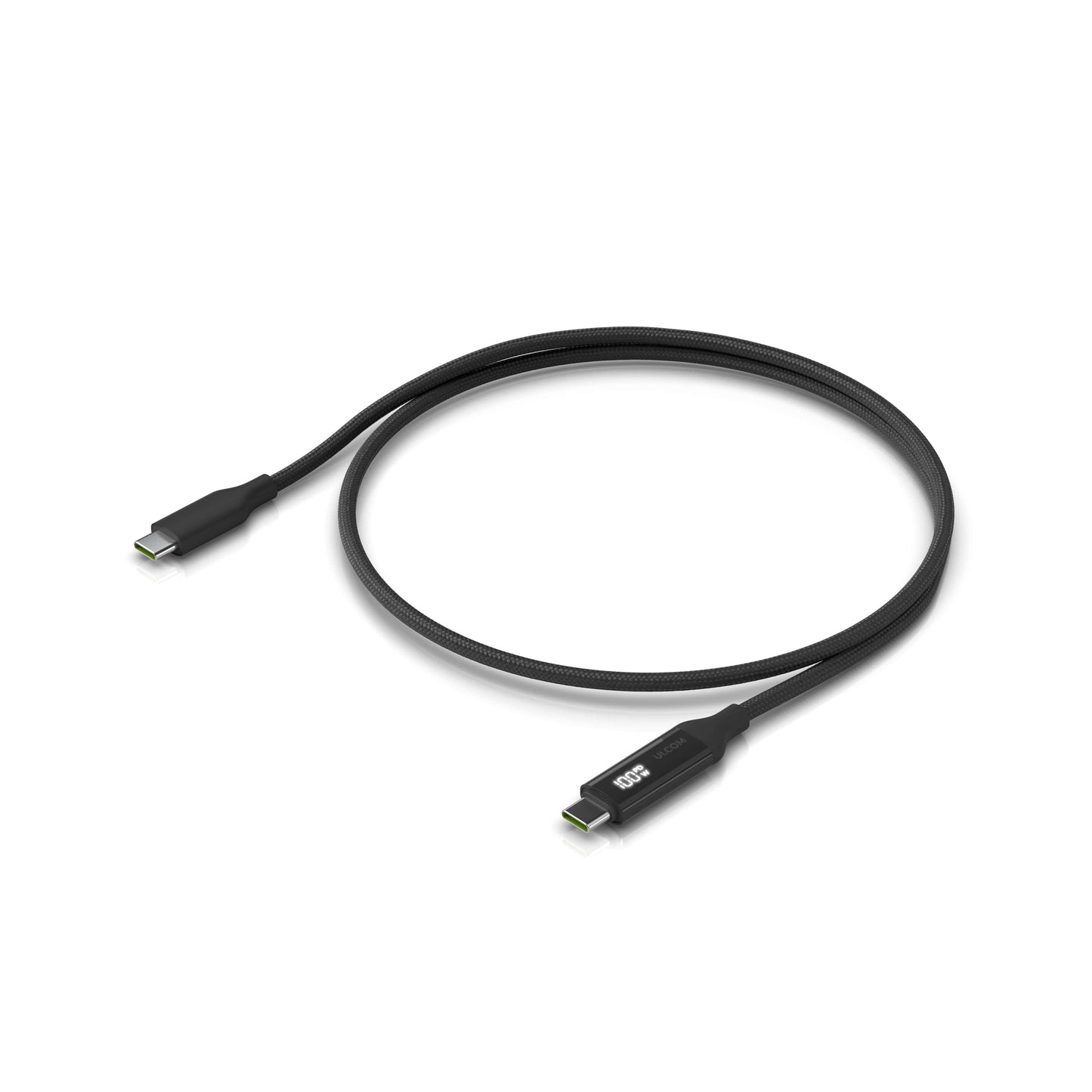 Ubiquiti USB-C Cable with Charge Display, Length 1M, Black, Braided Power & Data Cable With A Double-sided Charge Display, 100W Max Power Output UACC-Cable-USB-100W-1M-BK