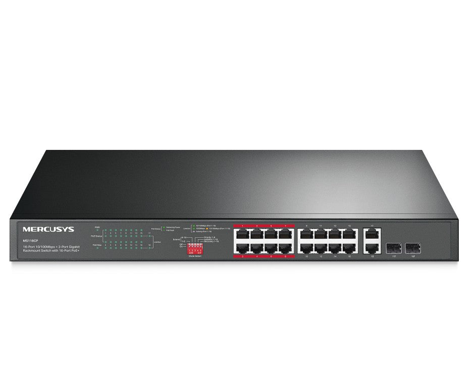 Mercusys MS120GP 20-Port Gigabit Rackmount Switch with 16-Port PoE+ MS120GP