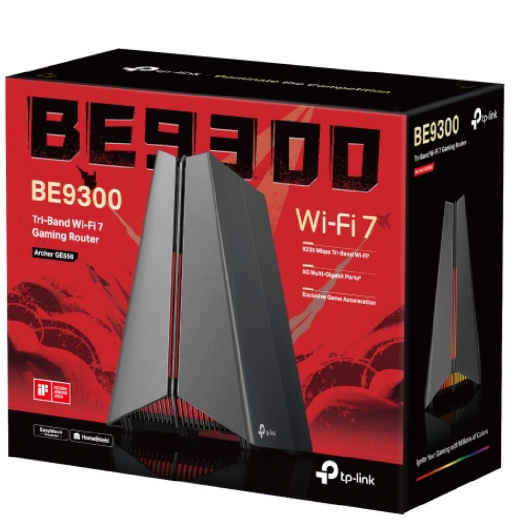 TP-Link Archer GE550 BE9300 Tri-Band Wi-Fi 7 Gaming Router (WIFI7) 574 Mbps at 2.4 GHz + 2882 Mbps at 5 GHz + 5764 Mbps at 6 GHz, 4x Internal Antenna Archer GE550