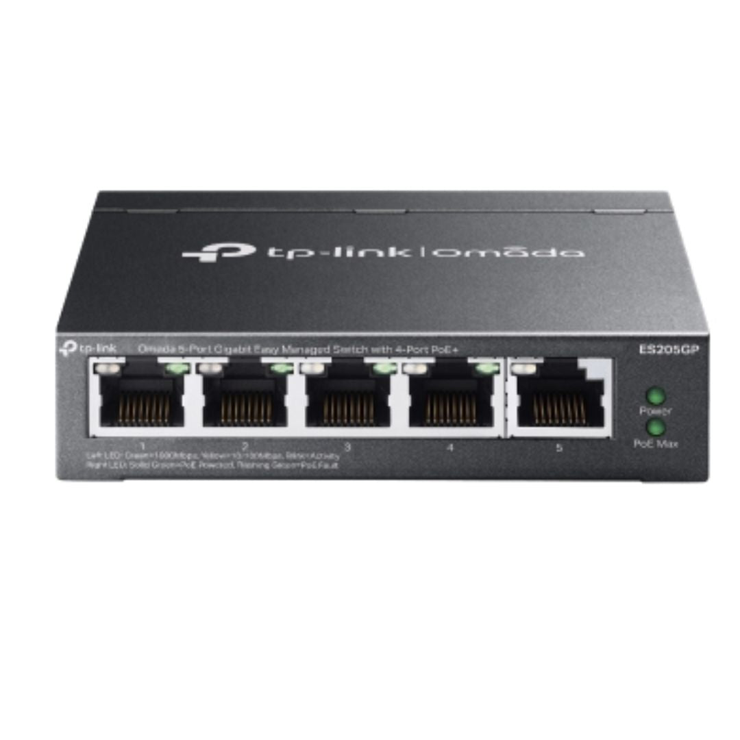 TP-Link ES205GP Omada 5-Port Gigabit Easy Managed Switch with 4-Port PoE+, PoE Auto Recovery, VLAN, QoS, IGMP Snooping, Loop Prevention, Port Isolatio ES205GP