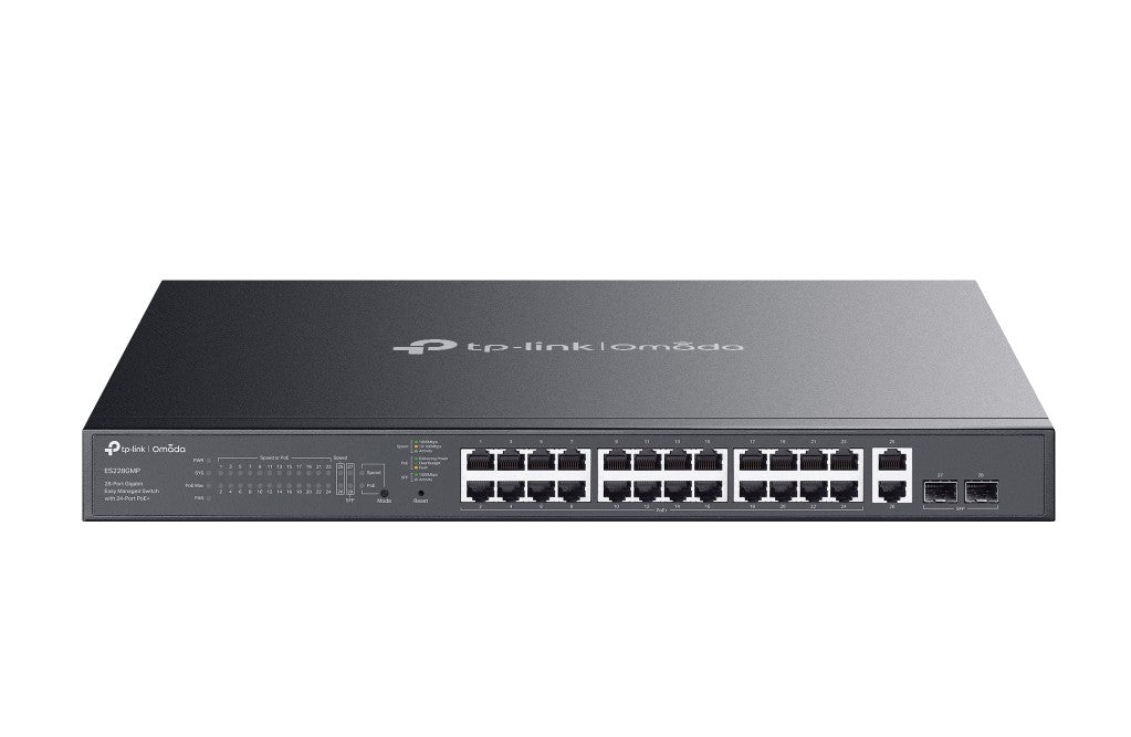 TP-Link ES228GMP Omada 28-Port Gigabit Easy Managed Switch with 24-Port PoE+, Fast PoE, Perpetual PoE, Flow Control, Loopback Detection, Port Isolati ES228GMP