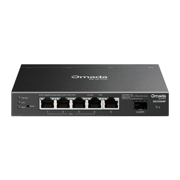 TP-Link SG2206MP Omada Access 6-Port Gigabit Switch with 4-Port PoE+ SG2206MP