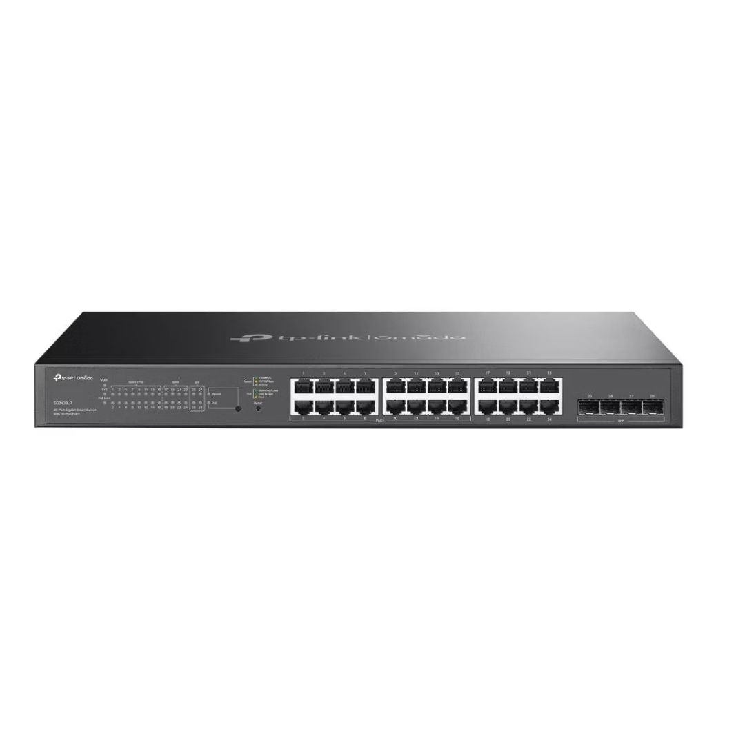 TP-Link SG2428LP Omada 28-Port Gigabit Smart Switch with 16-Port PoE+, 16x Gigabit 802.3af/at PoE+ ports, 8x Gigabit non-PoE RJ45 ports and 4x Gigabit SG2428LP