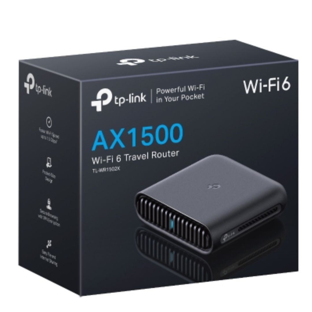 TP-Link TL-WR1502X AX1500 Wi-Fi 6 Travel Router, 1201 Mbps at 5 GHz + 300 Mbps at 2.4 GHz, 2x Internal Antennas, 1x Gigabit WAN Port + 1x Gigabit LAN TL-WR1502X