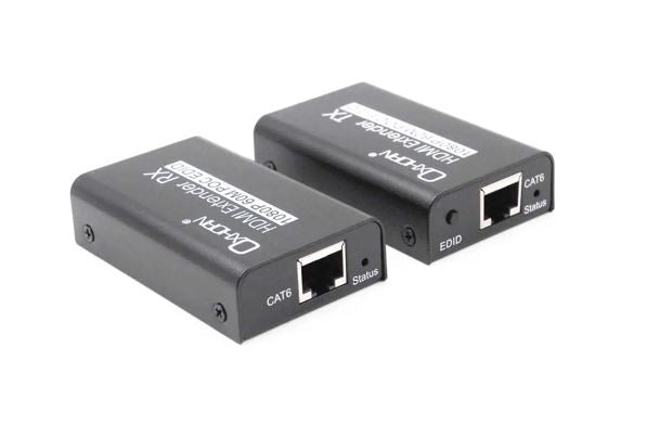 Oxhorn HDMI Extender over Ethernet 1080p HDCP 1.2 FHD up to 60m with PoE function alloy casing Black 2 year warranty H-EX-P02