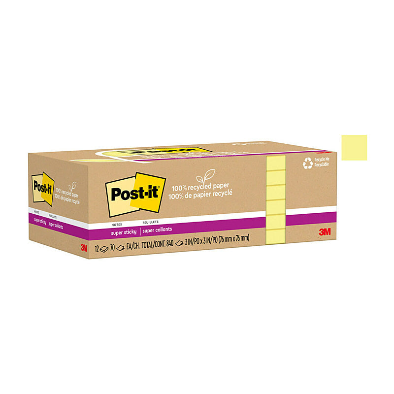 Post-It Super Sticky 654R-12SSCY 76x76 Pk12 - 7100290343