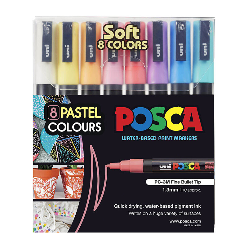 Posca PC-3M Paint Soft Colour Pk8 - PC3MSC8C