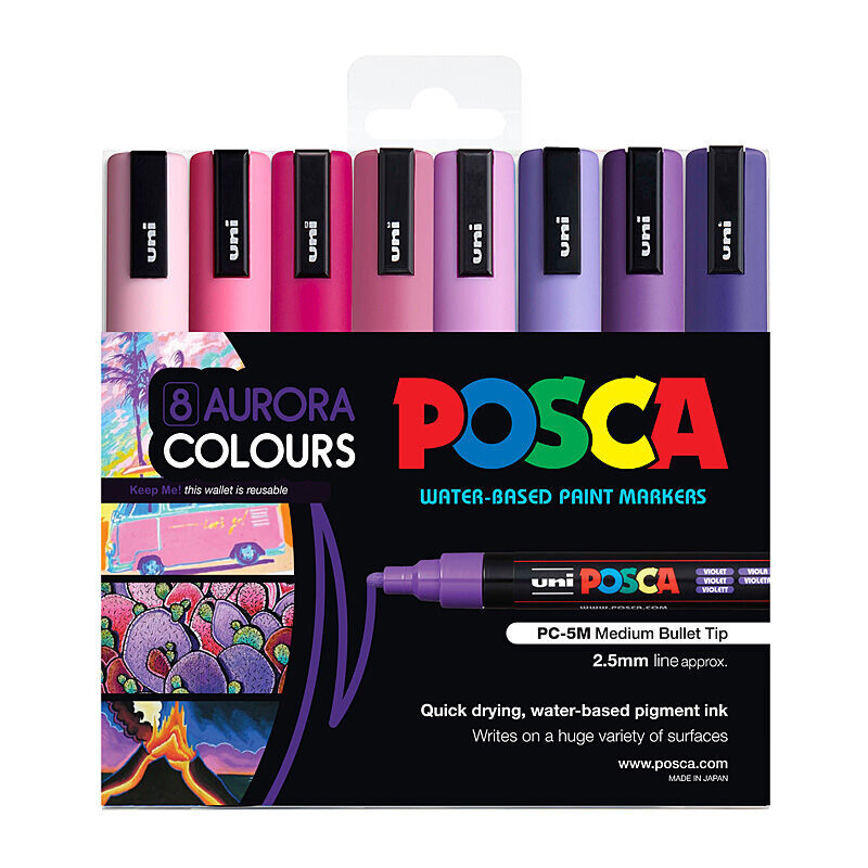 Posca PC-5M Med Blt Aurora Pk8 - PC5MAC8C