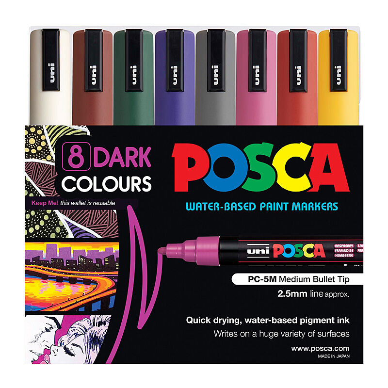 Posca PC-5M Med Blt Dark Pk8 - PC5MDC8C
