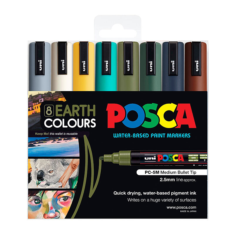 Posca PC-5M Med Blt Earth Pk8 - PC5MEC8C