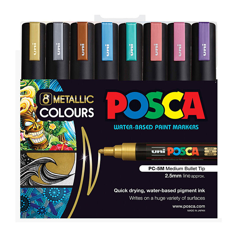 Posca PC-5M Med Blt Metalc Pk8 - PC5MMET8P