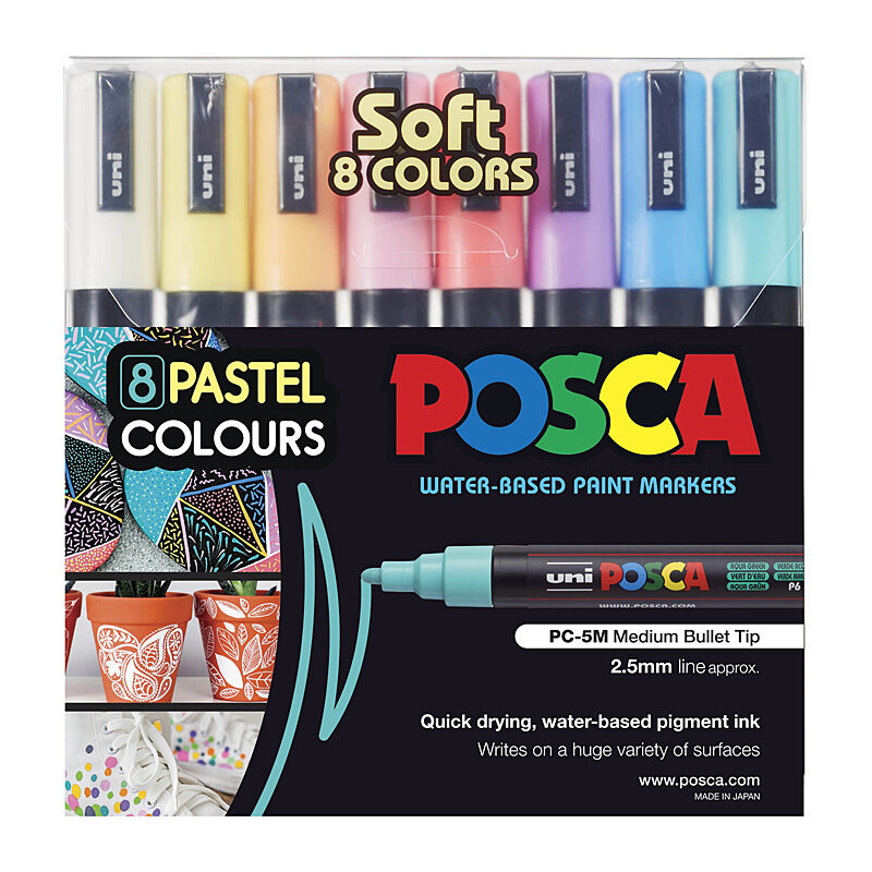 Posca PC-5M Med Blt Soft Pk8 - PC5MSC8C