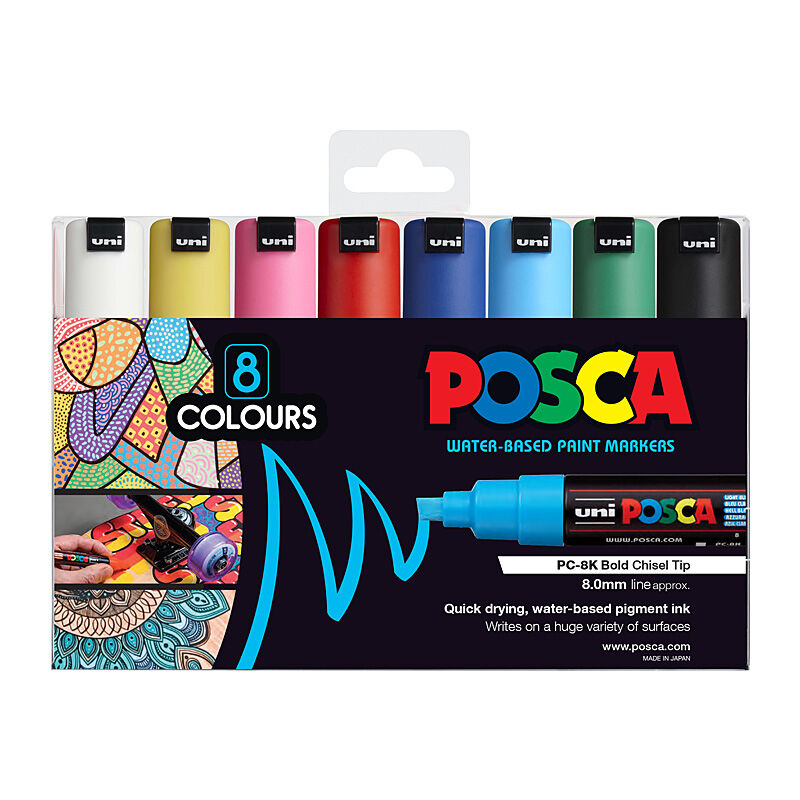 Posca PC-8M Bold Chis Asst Pk8 - PC8K8A