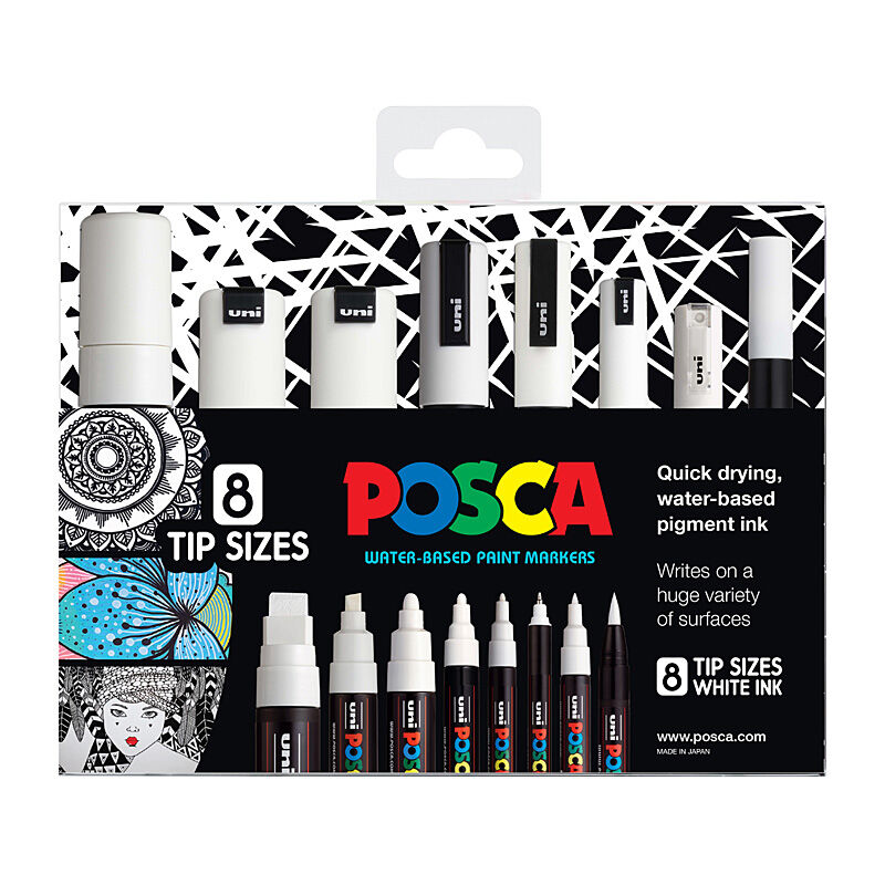 Posca One Ea Tip Size White Pk8 - PCWALLETWH