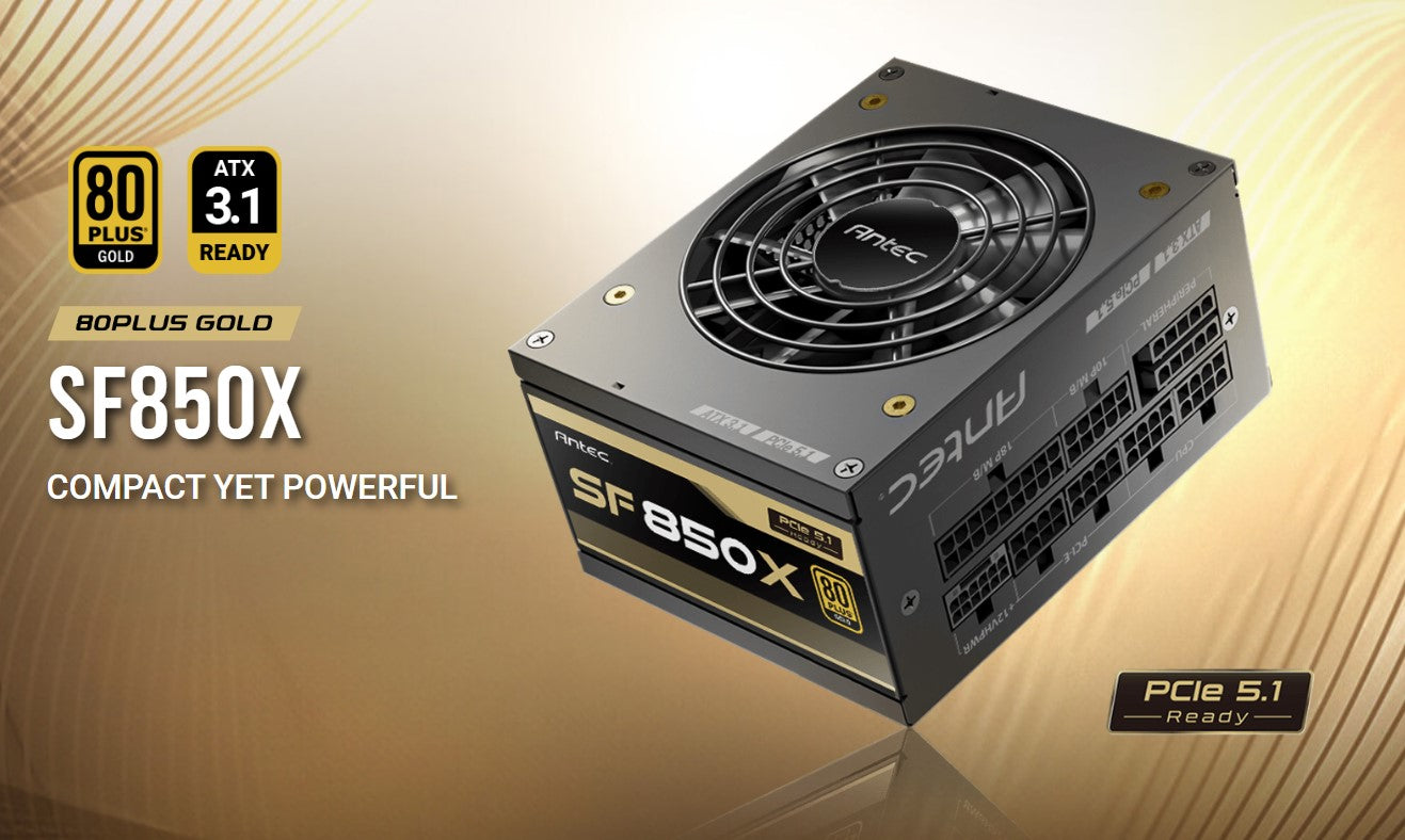 Antec SFX 850w 80+ Gold, Fully-Modular, ATX 3.1, PCI-E 5.1, 92mm Silent Fan, Japanese Caps, Zero RPM, Compact Power Supply, PSU, 7 Years Warranty 2024 SF850X AU