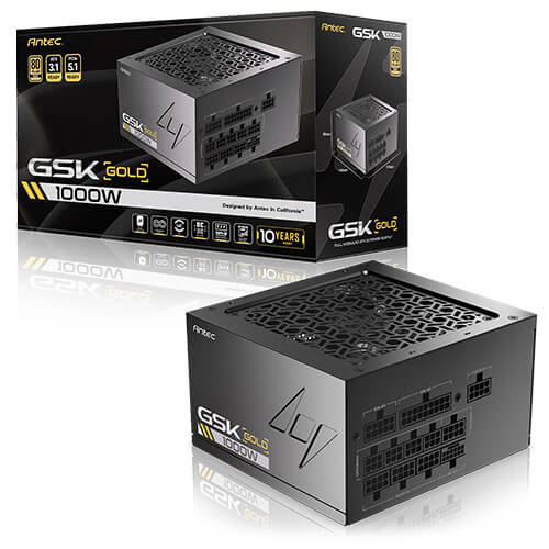 Antec GSK1000 AU, ATX 12V 3.1, 1000W, Full-Modular, 80 Plus Gold, 120mm FDB fan, 100-240V, OCP/OVP/UVP/SCP/OPP/OTP/SIP/NLO protection, 10yr wty GSK1000 AU