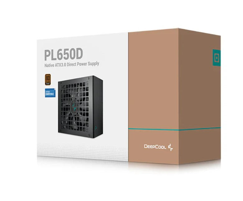 DeepCool PL650D 650W 80+ Bronze Certified Non-Modular ATX Power Supply(Direct Cable), 120mm Fan, DC to DC, ATX3.1, 100, 000 MTBF, 85% Efficiency R-PL650D-FC0B-AU-V2