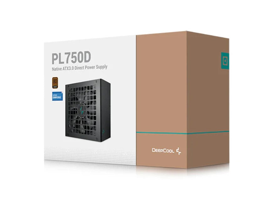 DeepCool PL750D 750W 80+ Bronze Certified Non-Modular ATX Power Supply(Direct Cable), 120mm Fan, DC to DC, ATX3.1, 100, 000 MTBF, 85% Efficiency R-PL750D-FC0B-AU-V2