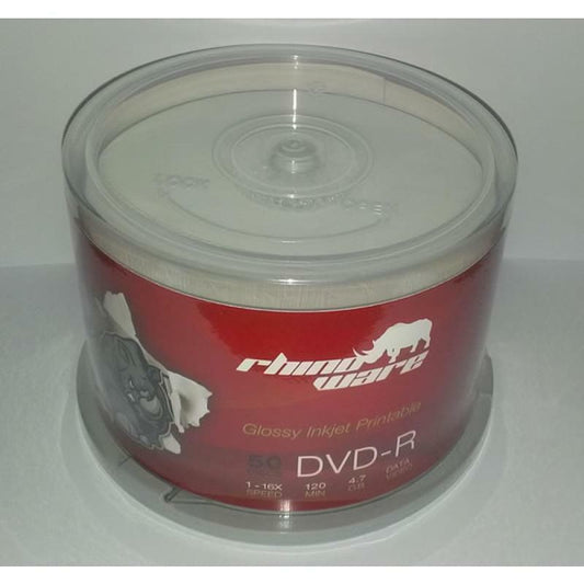 RhinoWare 16x DVD-R 4.7GB Full White Photo Glossy Inkjet Printable 50pk