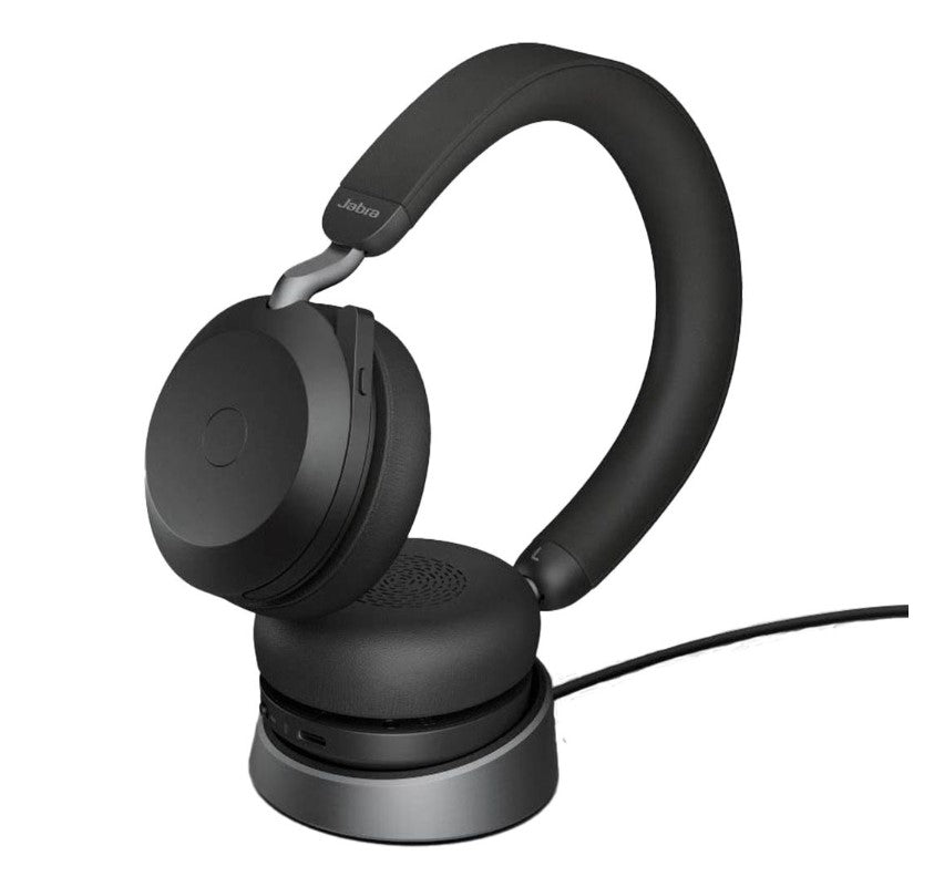 Jabra Evolve2 75 USB-C Link380a UC Stereo Stand Black, 8-Mic Technology, 36 Hours Battery & Fast Charge, Dual-Foam Tech, Discreet Hide-Away Boom Arm 27599-989-889