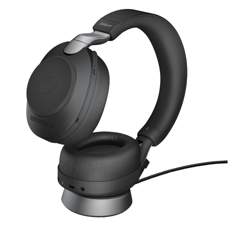 Jabra Evolve2 85 UC Stereo Black Link 380 USB-A and Charging Stand USB-A ANC Bluetooth Headset, 10-Microphone Technology, Digital Hybrid ANC 28599-989-899