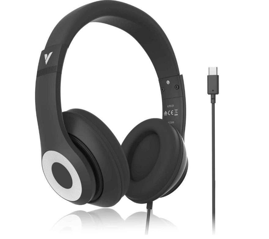 Verbatim Audio Headphone Mic Classic Type C - Black, Clear Sound, Comfort, Robust Construction, Easy modern connection. Headset. Office & School 2025 67031