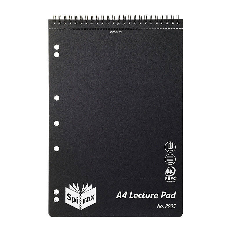 Spirax P905 PP Lecture Pad 140 Pages Black T/O Pk5 - 4090000