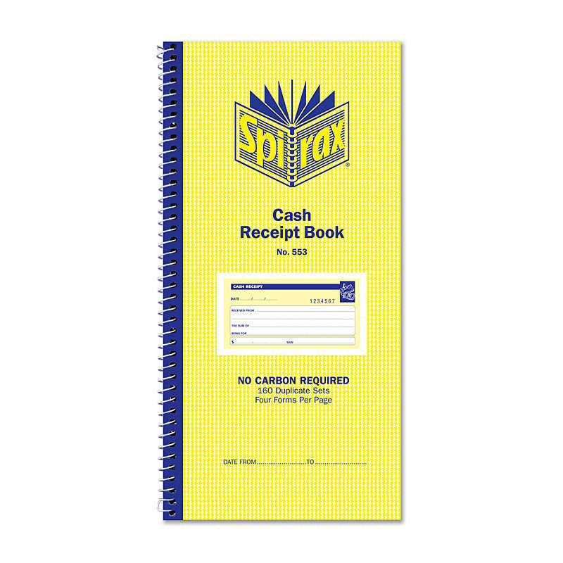 Spirax 553 Cash Receipt Book 279X144mm Pk10 - 55230
