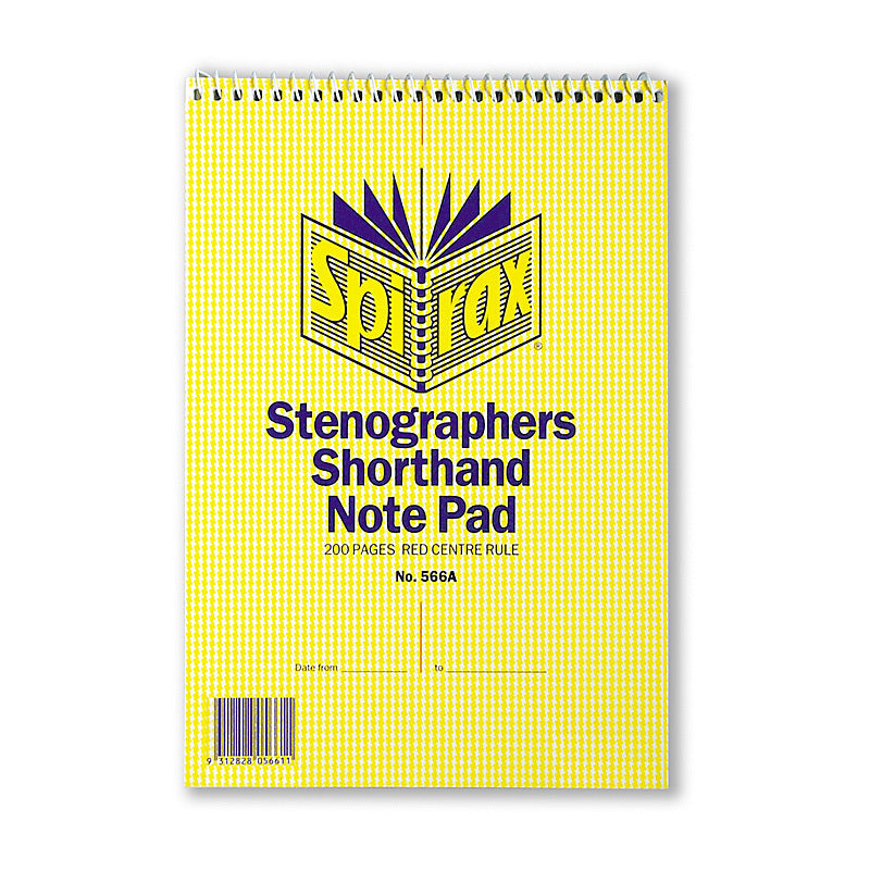 Spirax 566A Notebook Steno 225X152 200Pg T/O Pk10 - 56054